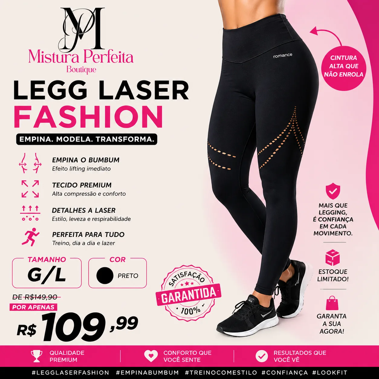  LEGGING LASER FASHION PRETA 